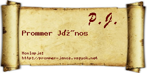 Prommer János névjegykártya